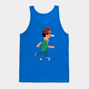 Skateboarding Kid in Phillies Hat Tank Top